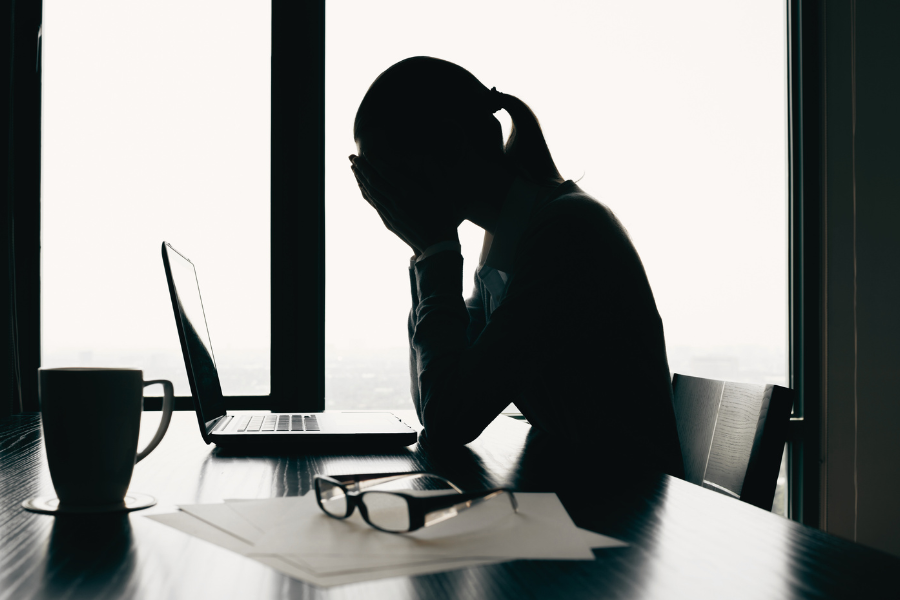 Woman stressed out at work